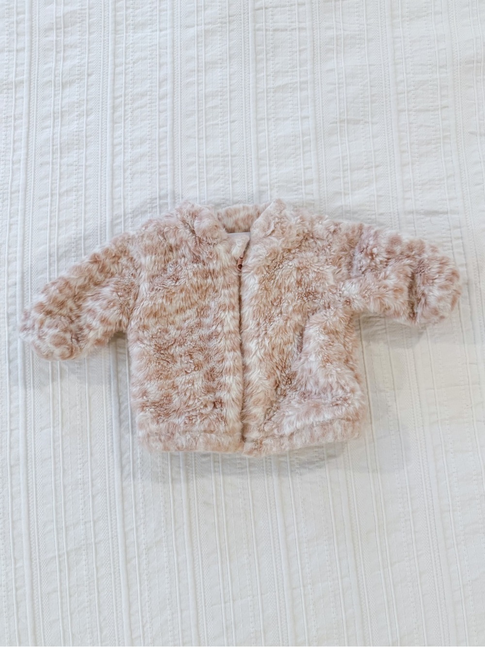 Rachel Zoe Baby Girl Blush Pink Fuzzy Animal Print Coat Puff Jacket 0–3M